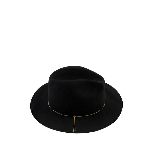 ユージニアキム レディース かぶり笠 添え物 Sandy tassel-detail fedora hat Black