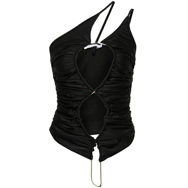 アーメン レディース カットソー トップス Cut-out asymmetric top Black