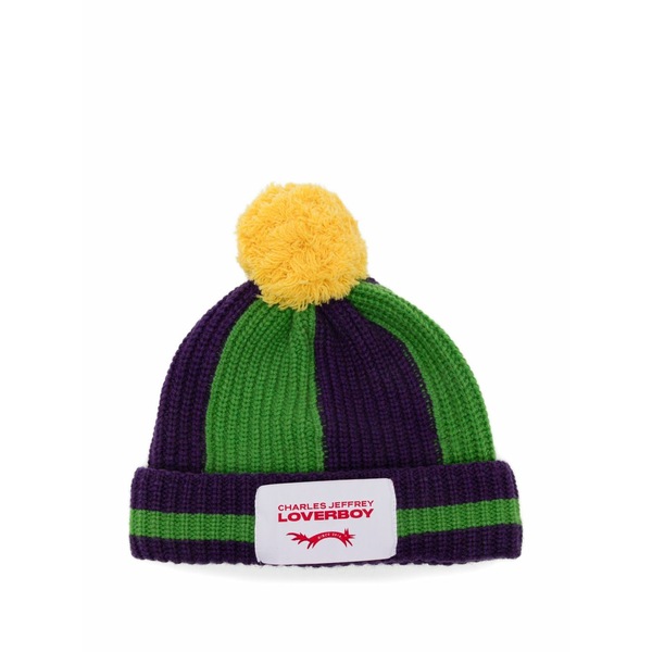 プリンスチャールズ島・ジェフリー メンズ 鳥打ち帽 付属物 Pompom beanie hat Purple