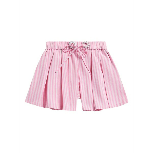 分野 レディース 心地好いズボン下 ボトムス Pleated striped shorts Pink