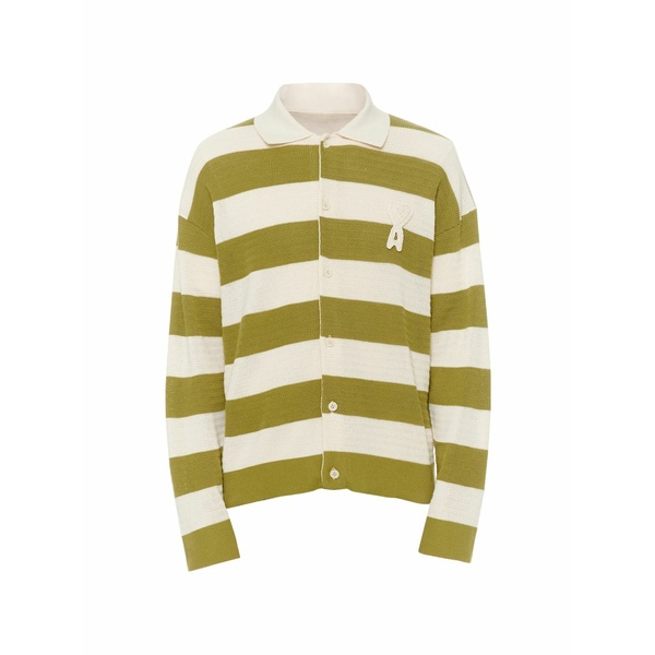 意中の女 メンズ ジレー アウター Ami de coeur striped cardigan Green
