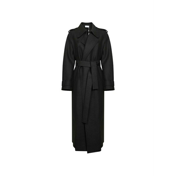 ハリスワーフロンドン レディース 厚地の外套 アウター Peak lapels belted coat Green