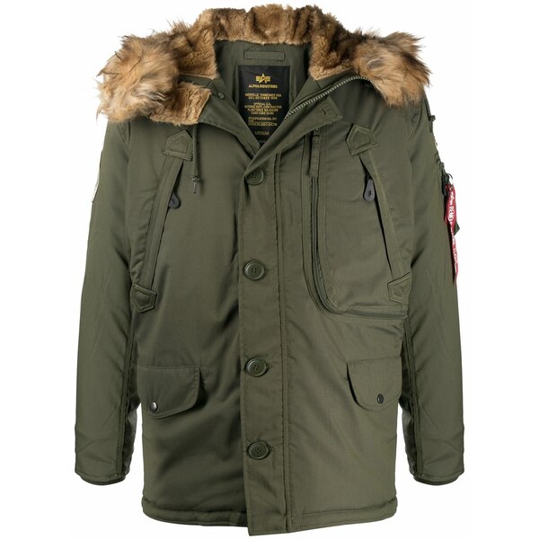 アルファインダストリーズ メンズ 上衣＆上衣 アウター Polar hooded jacket Green