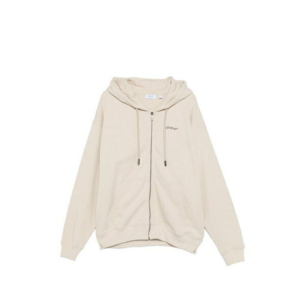 象牙色 メンズ パーカー・スウェットシャツ アウター Hooded zip sweatshirt Neutrals