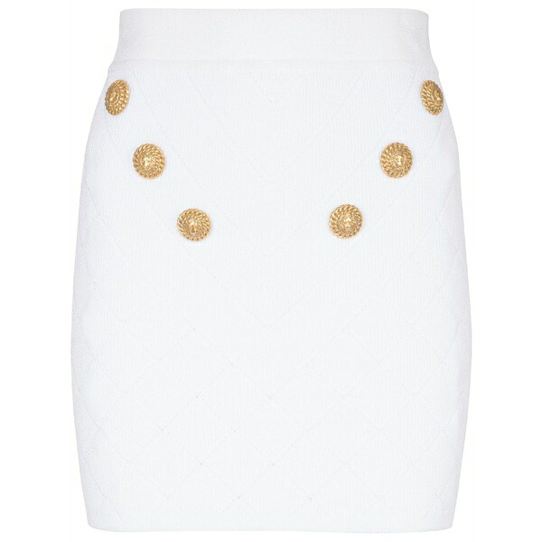 バルマン レディース スコート ボトムス 6-button fine-knit mini skirt White