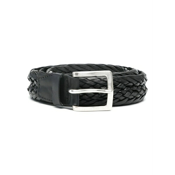 オルチアーニ メンズ 三尺帯 添え物 Braided leather belt Black