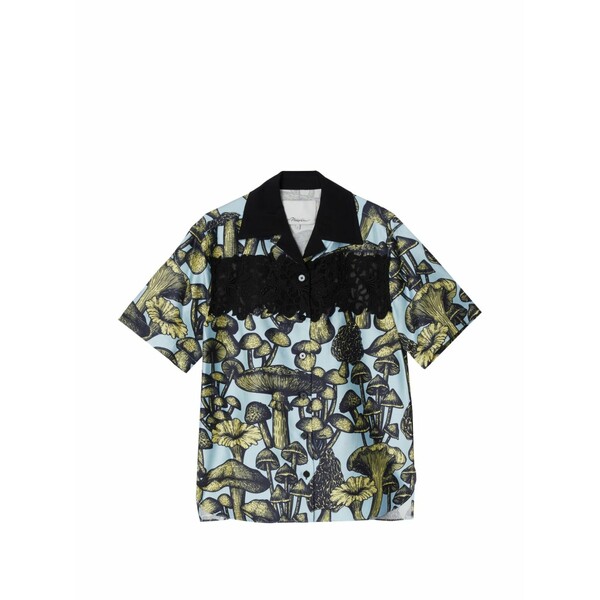 スリーワンフィリップリム レディース シャツ トップス Ethereal mushroom lace printed shirt Blue|asty