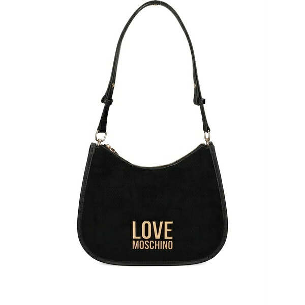 ラブ モスキーノ レディース ショルダーバッグ バッグ Logo-plaque half-moon shoulder bag Black