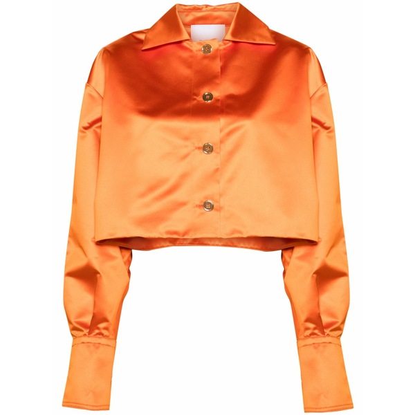 ジャンパトゥ レディース 上衣＆上衣 アウター Cropped satin shirt jacket Orange