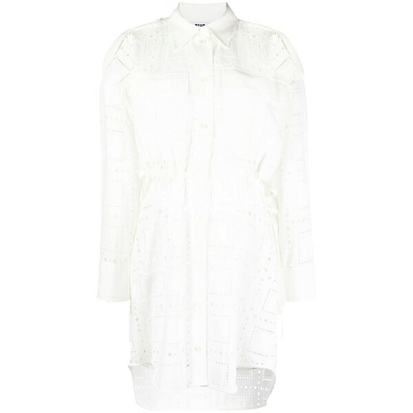 エムエスジイエム レディース ワンピース トップス Broderie-anglaise cutout shirt-dress White|asty