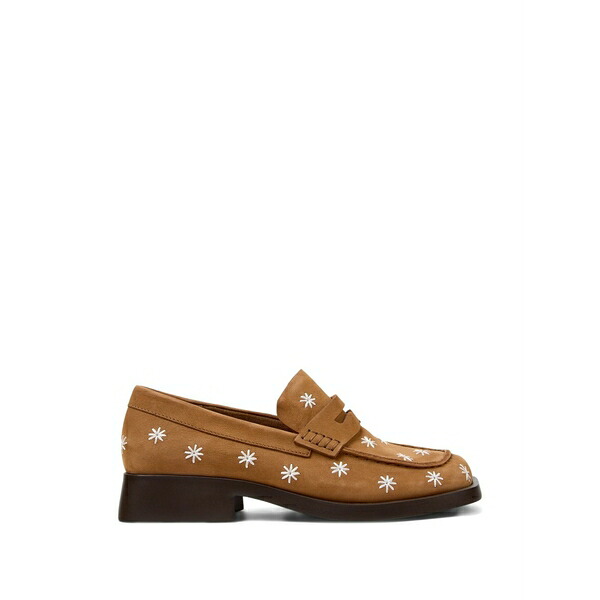 カンペール レディース スリッポン・ローファー シューズ Dana floral-embroidered leather loafers Neutrals