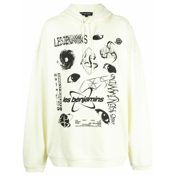レス ベンジャミンズ メンズ パーカー・スウェットシャツ アウター Logo-print cotton hoodie Yellow