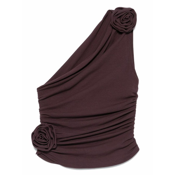 マグダ・ブトリム レディース カットソー トップス Rose-embellished one-shoulder top Purple