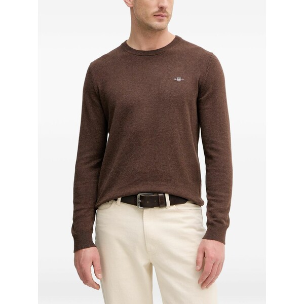 ガント メンズ 編み物\u0026プルオーバー アウター Logo round-neck sweater  Brown