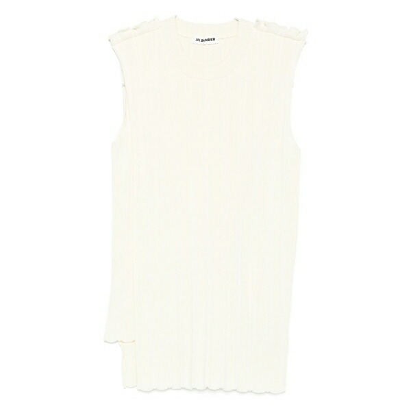 ジル・サンダー レディース ニット&セーター アウター Ribbed sleeveless top Neutrals｜asty