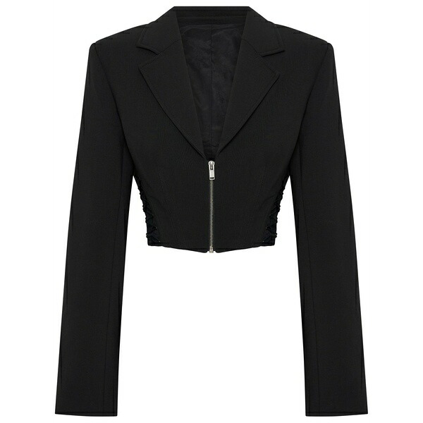ディオンリー レディース 上衣＆上衣 アウター Zipped cropped blazer Black