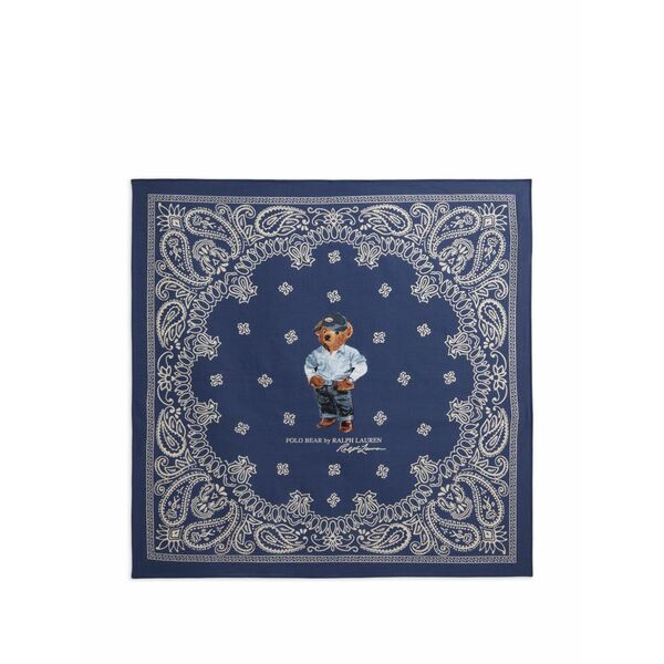 ラルフローレン メンズ 消音装置・袈裟・えり巻き 佩び物 Paisley bear square scarf Blue