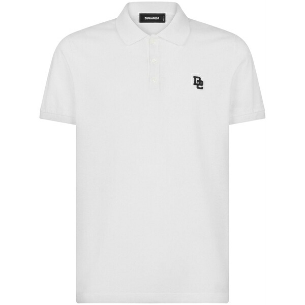 ディースクエアード メンズ スポーツシャツ トップス Logo-embroidered polo shirt White