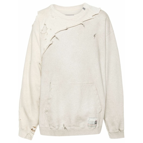 ミハラヤスヒロ メンズ パーカー・スウェットシャツ アウター Distressed-effect sweatshirt White