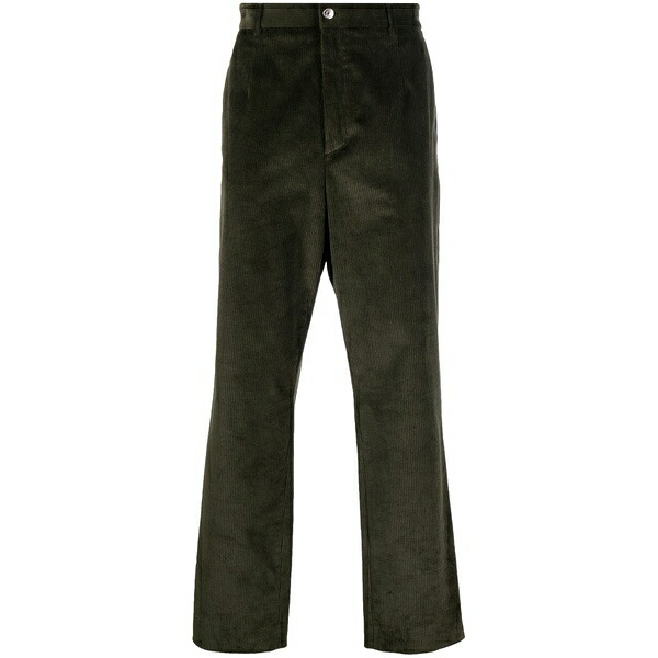 ロベルトカヴァリ メンズ カジュアルパンツ ボトムス Logo-embroidered corduroy trousers Green｜asty
