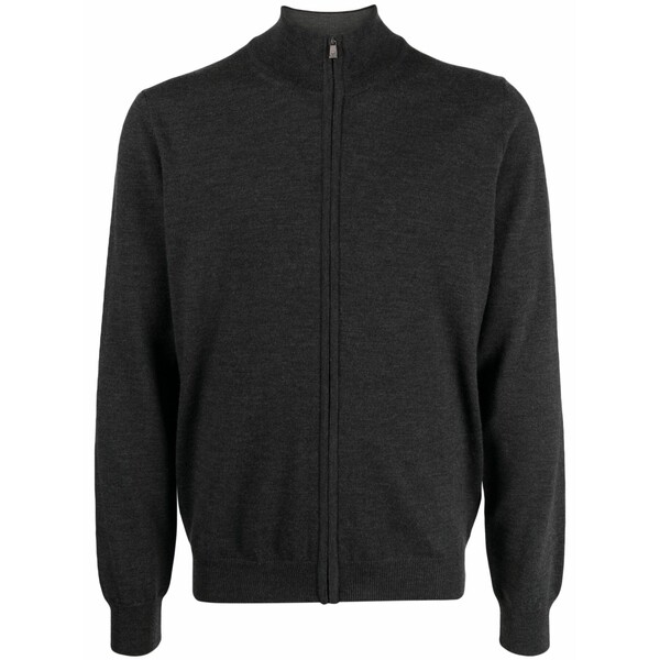 コルネリアーニ メンズ ジレー アウター Zip-up mock-neck cardigan Grey
