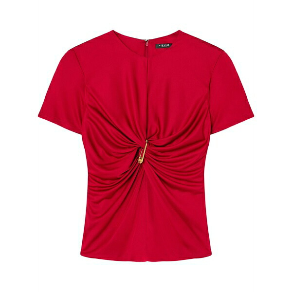 ヴェルサーチ レディース ティーシャツ トップス Safety pin gathered top Red