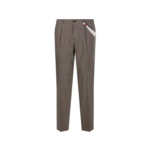 サンタニエロ メンズ 心地好いズボン下 ボトムス Irno pleated trousers Brown