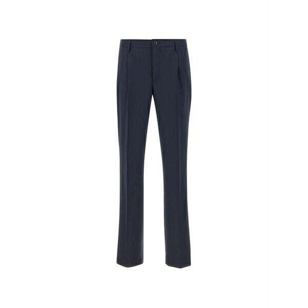 パルジレリ メンズ 心地好いズボン下 ボトムス Front pleats button trousers Blue