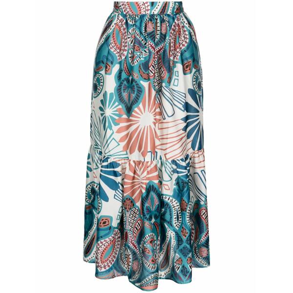 バッシュ レディース スカート ボトムス Botanical-print flared skirt Blue