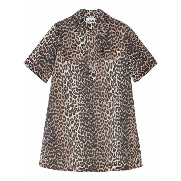 ガニー レディース 衣装 トップス Animal-print denim mini skirt Brown