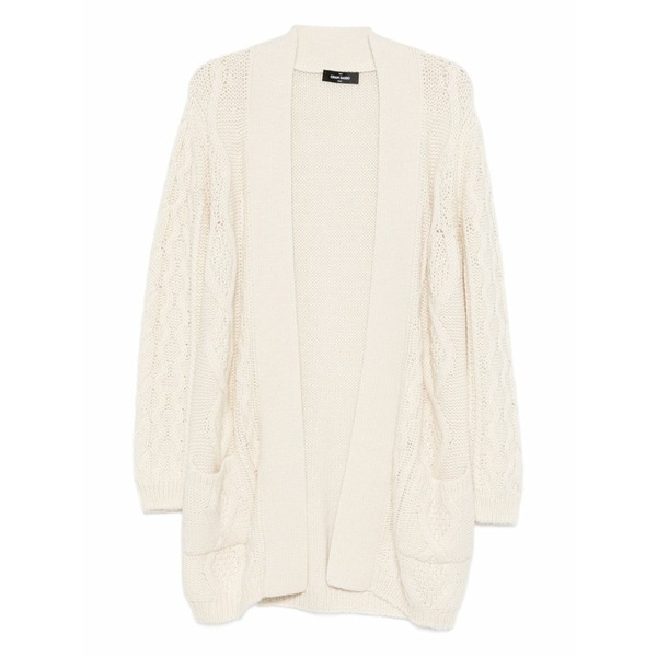 グランサッソ レディース ジレー アウター Cable-knit pockets cardigan White