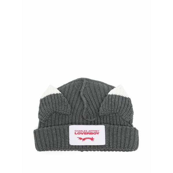 プリンスチャールズ島・ジェフリー メンズ かぶり笠 付属品 Ears-detailed beanie Grey