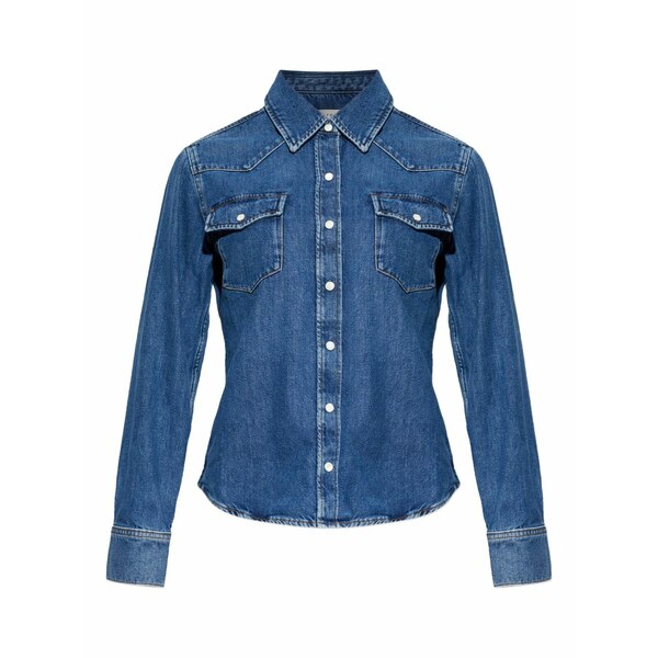 ひな形 レディース プルオーバー トップス Chest-pocket shirt Blue