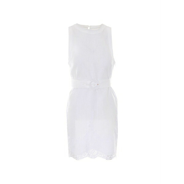 ツイン仕掛ける レディース 衣装 トップス Floral-lace belted mini dress White