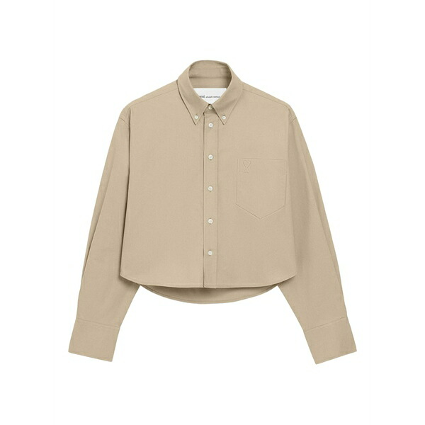 アミ レディース シャツ トップス Ami de coeur embossed cropped shirt Neutrals