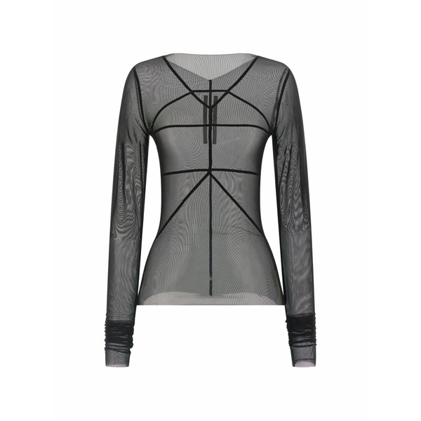 リックオウエンス レディース Tシャツ トップス Geometric-stitching asymmetric-neck sweater Black|asty
