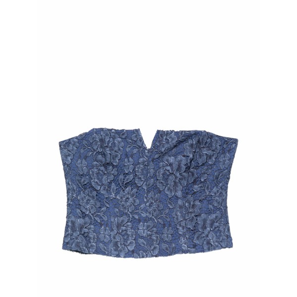 フェデリカ・トシ レディース カットソー トップス Floral-lace strapless top Blue｜asty