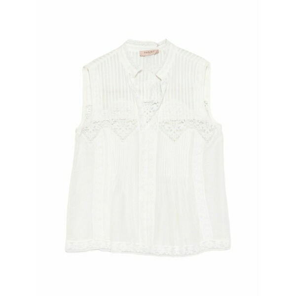 ツインセット レディース シャツ トップス Lace-detail blouse White