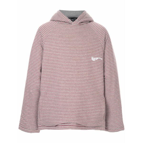 マーティン・さくら色 メンズ パーカー・スウェットシャツ アウター Oversized striped hoodie Grey