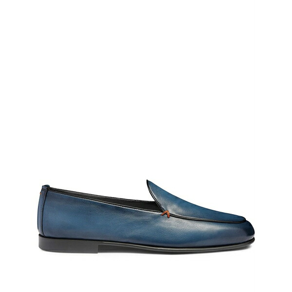 サントーニ メンズ スリッポン・ローファー シューズ Leather loafers Blue|asty