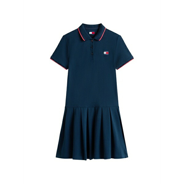 トミーヒルフィガー レディース ワンピース トップス Pleated-skirt mini polo dress Blue｜asty