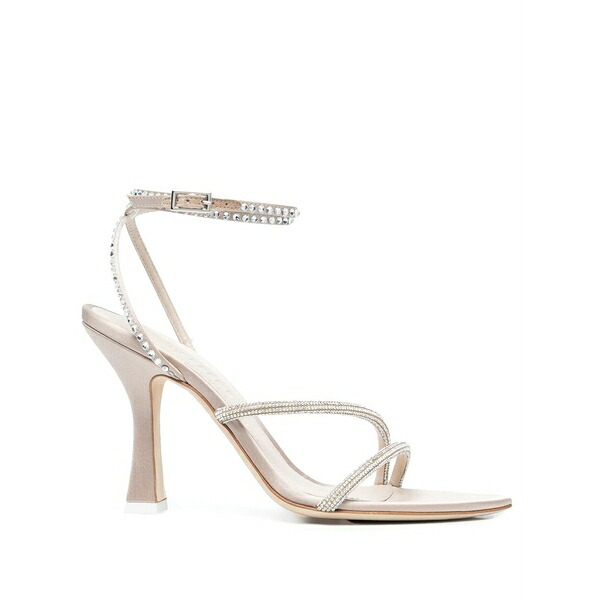 トロワジュイン レディース サンダル シューズ 100mm crystal-embellished strap sandals Neutrals｜asty
