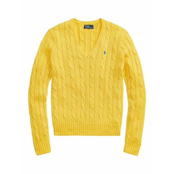 ラルフローレン レディース 編み物\u0026スウェーター アウター V-neck cable-knit sweater  Yellow