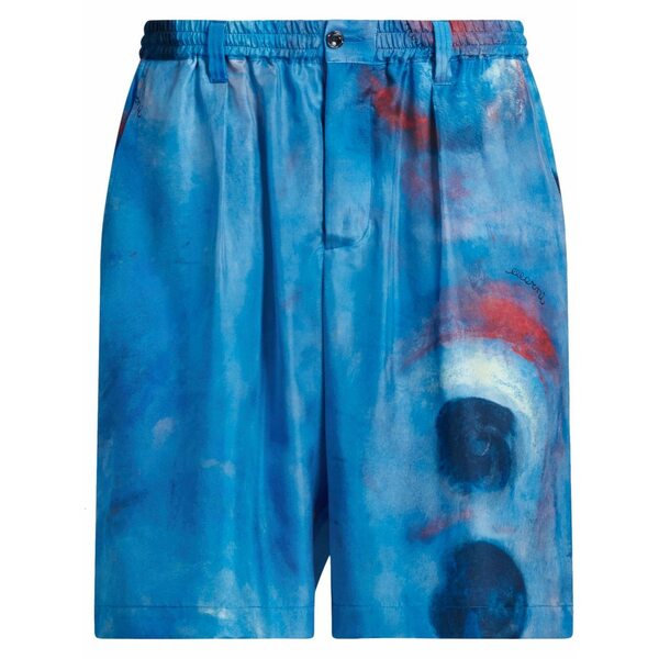 マルニ メンズ カジュアルパンツ ボトムス Painterly-print silk shorts Blue｜asty