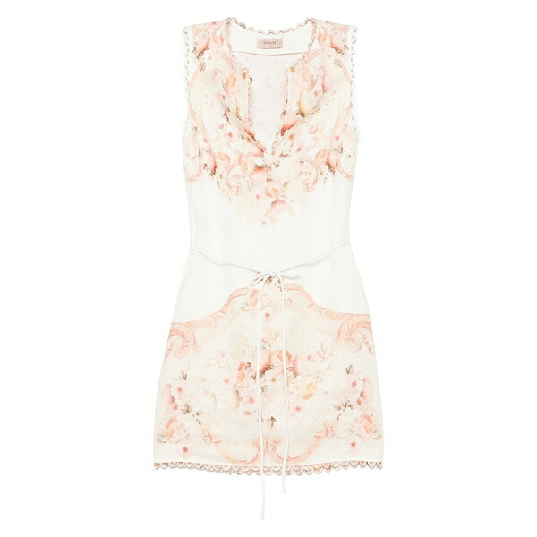 ツインセット レディース ワンピース トップス Floral-printed mini dress White|asty