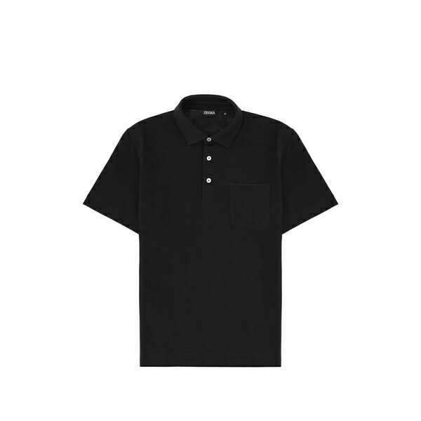 ゼニア メンズ スポーツシャツ トップス Pocket polo shirt Black
