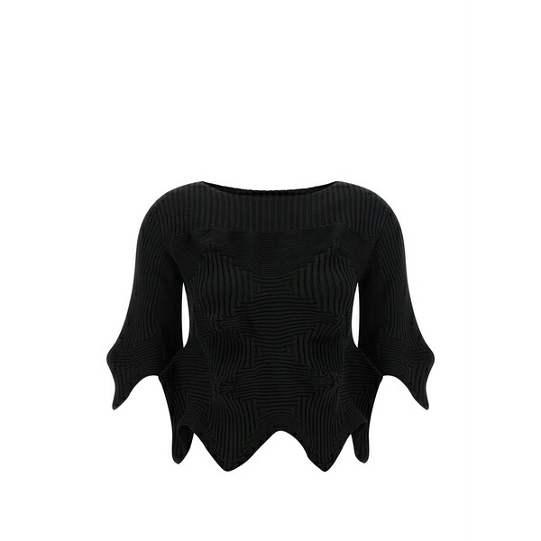 イッセイミヤケ レディース ティーシャツ トップス Linkage ribbed-knit top Black