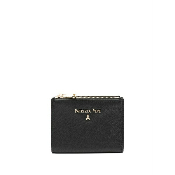 パトリツィア ペペ レディース 紙入れ 付属品 Logo-lettering leather wallet Black