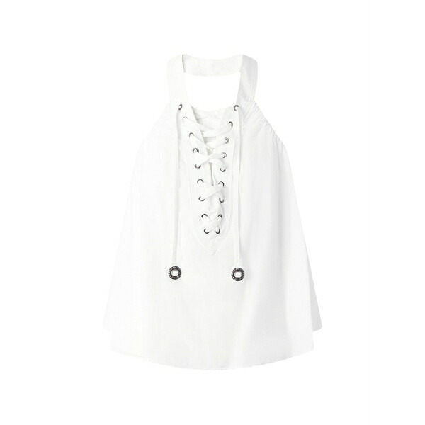 ピンコ レディース シャツ トップス Lace-detail halterneck blouse White