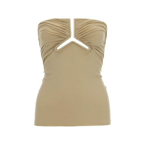 リックオウエンス レディース カットソー トップス Cut-out ruched top Neutrals